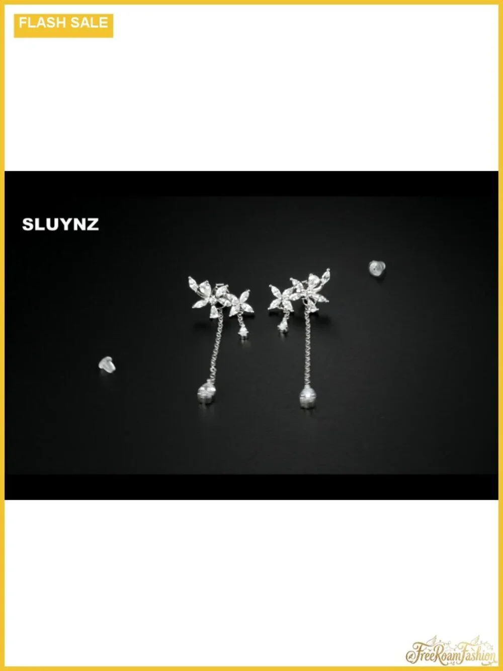 Sterling Silver Dainty CZ Flower Wrap Dangle Earrings for Women Bridal Wedding